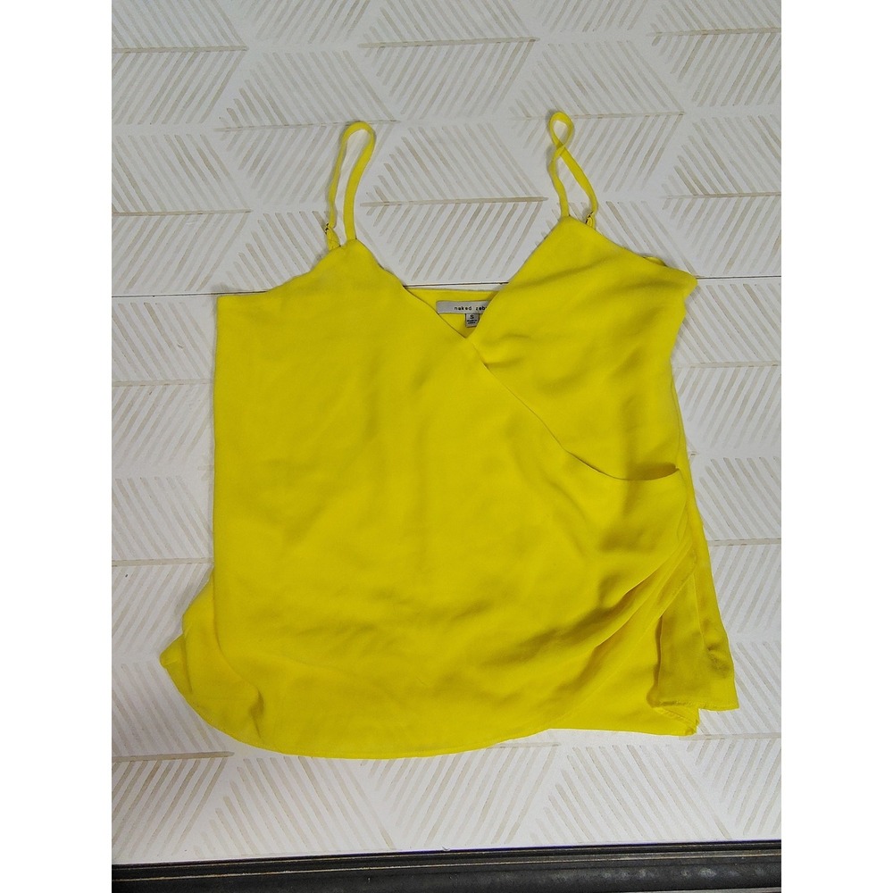 Naked Zebra Womens Yellow V-Neck Crossover Camisole Top Size‎ S ST111322